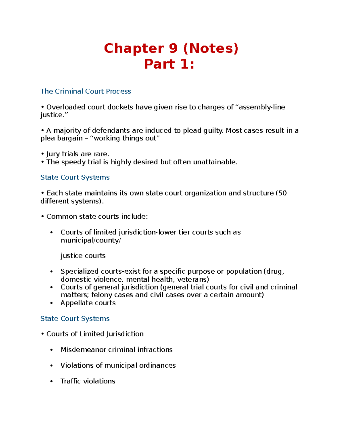 Introduction To Criminal Justice Chapter 9 Part One - CJ 200 - USM ...