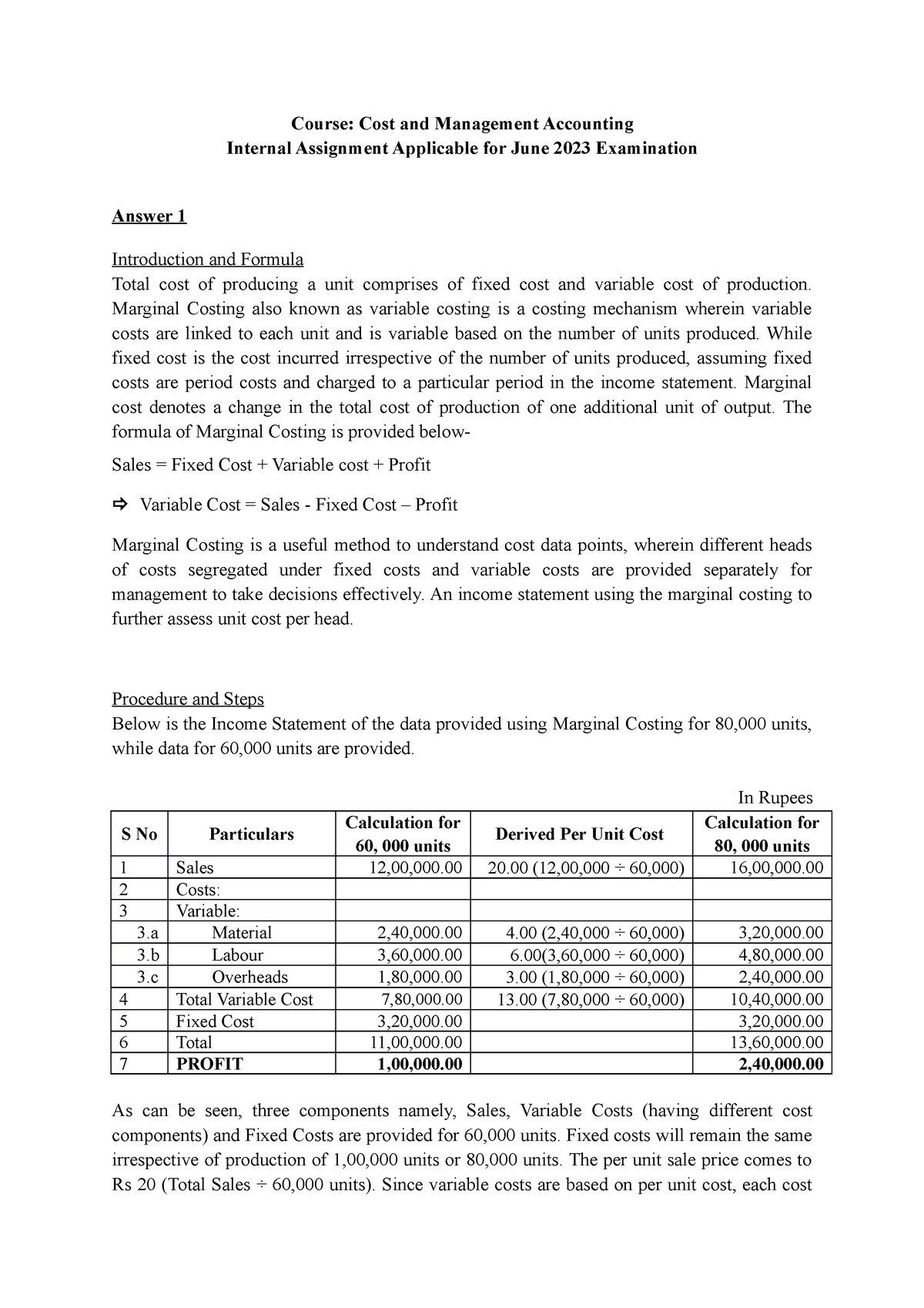 cost and management accounting assignment 1