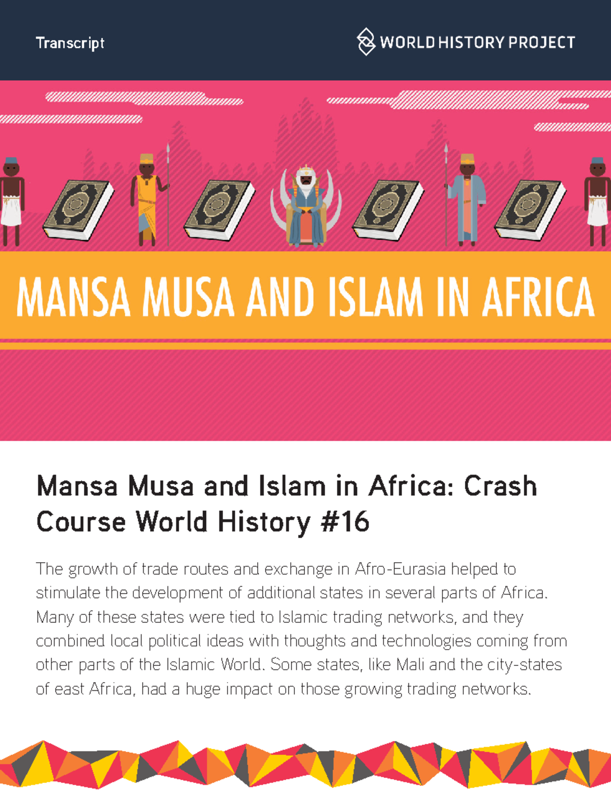 CC Mansa Musa and Islam in Africa CCWH 16 Mansa Musa and Islam in