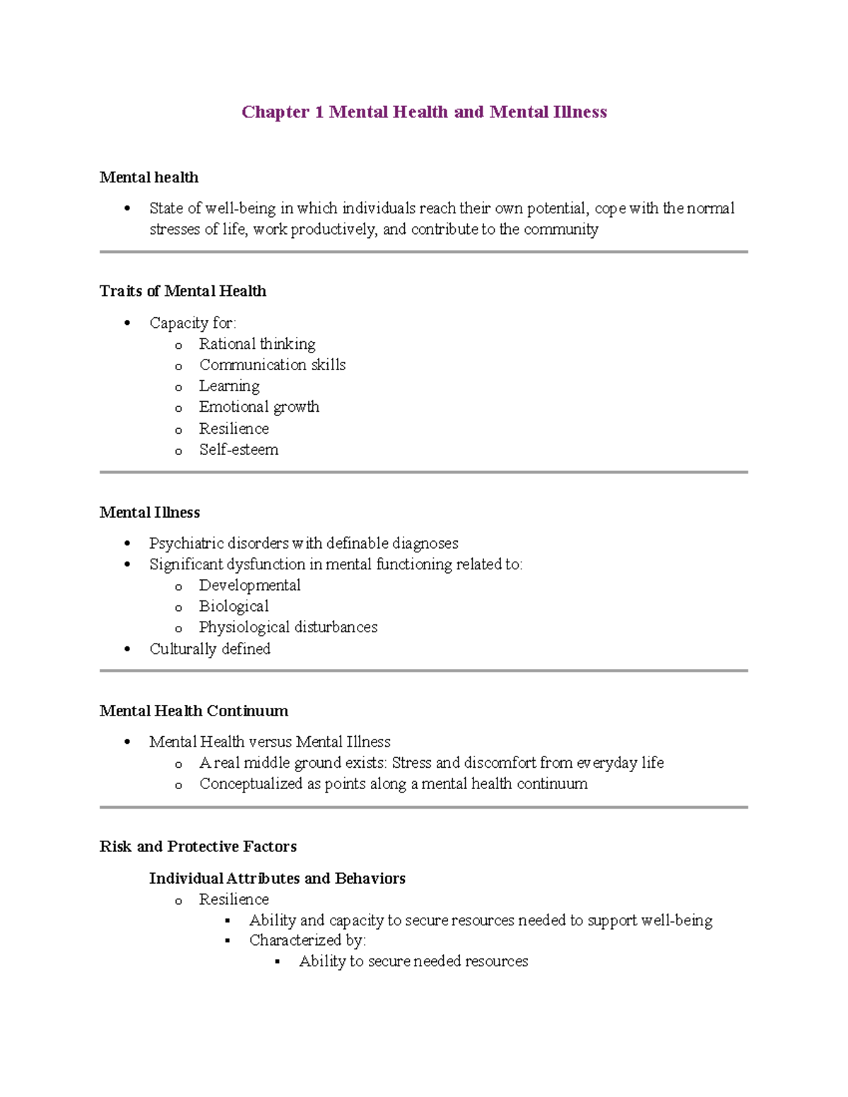 Mental Health Unit 1 - Exam 1 - Chapter 1 Mental Health and Mental ...