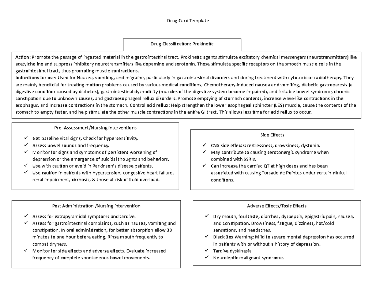 Drug Card Prokinetic - Drug Card - Drug Card Template Drug ...