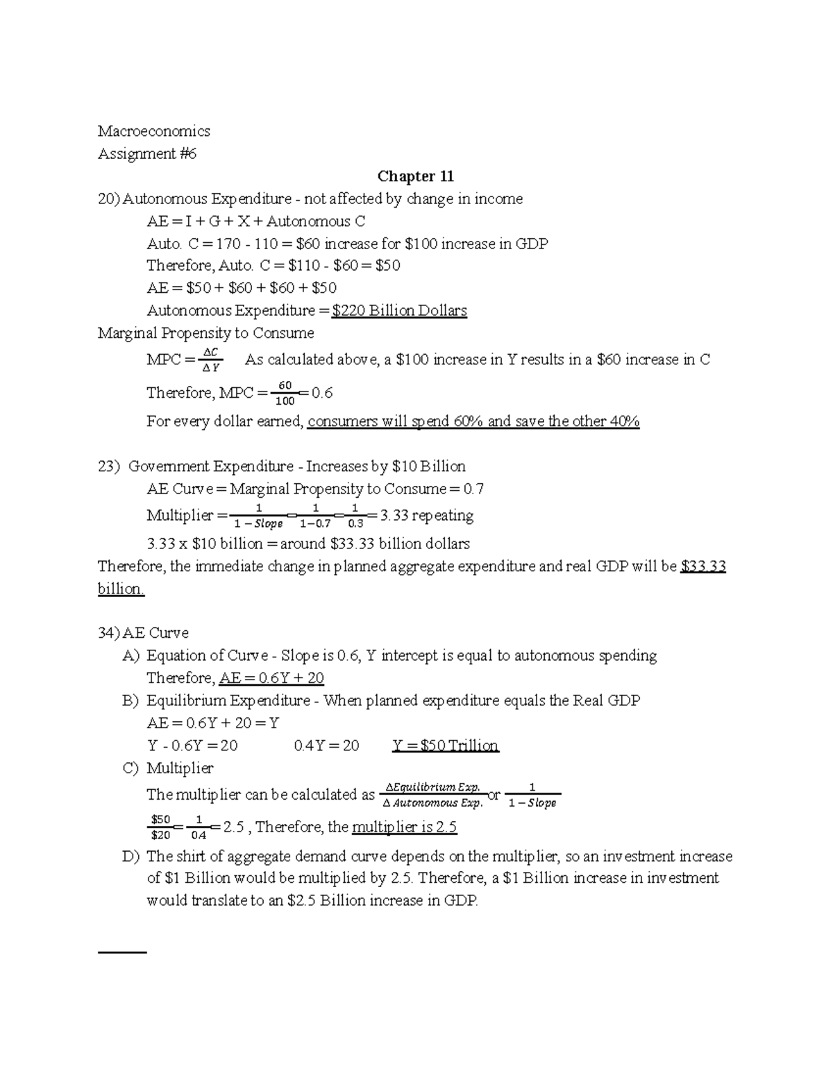 macroeconomics chapter 6 homework answers