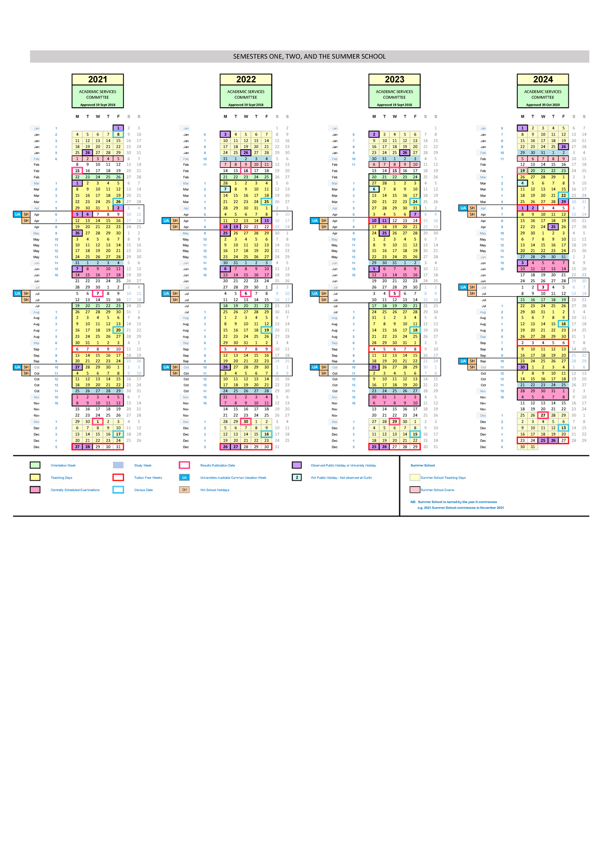 Academic Calendar 2021 2024 MTWT FSS MTWT FSS MTWT FSS MTWT FSS Orientation Week Study Week