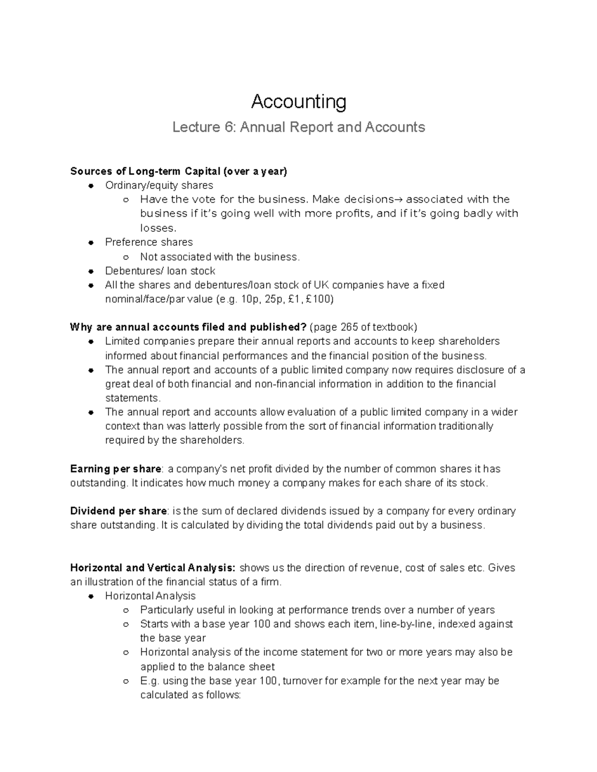 Lecture 6 Annual Report and Accounts Accounting Lecture 6 Annual