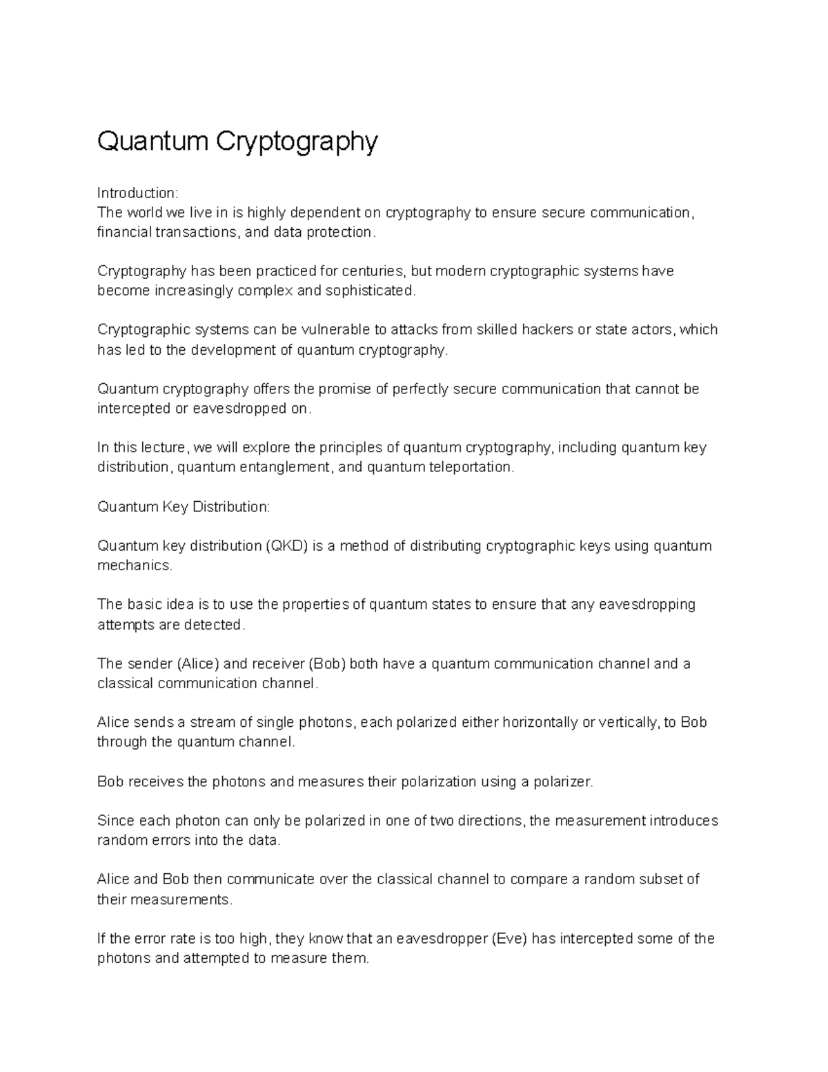 General Physics III (PHY-2040) Lecture 61 - Quantum Cryptography ...