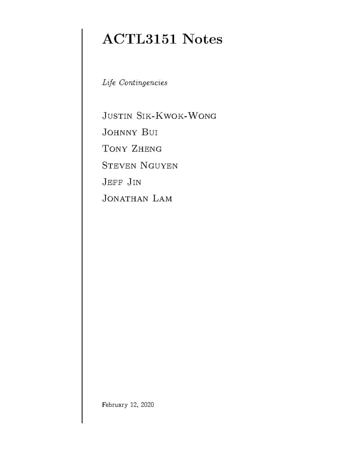 ACTL 3151 Notes with Summaries on Each Chapter - ACTL3151 Notes Life ...