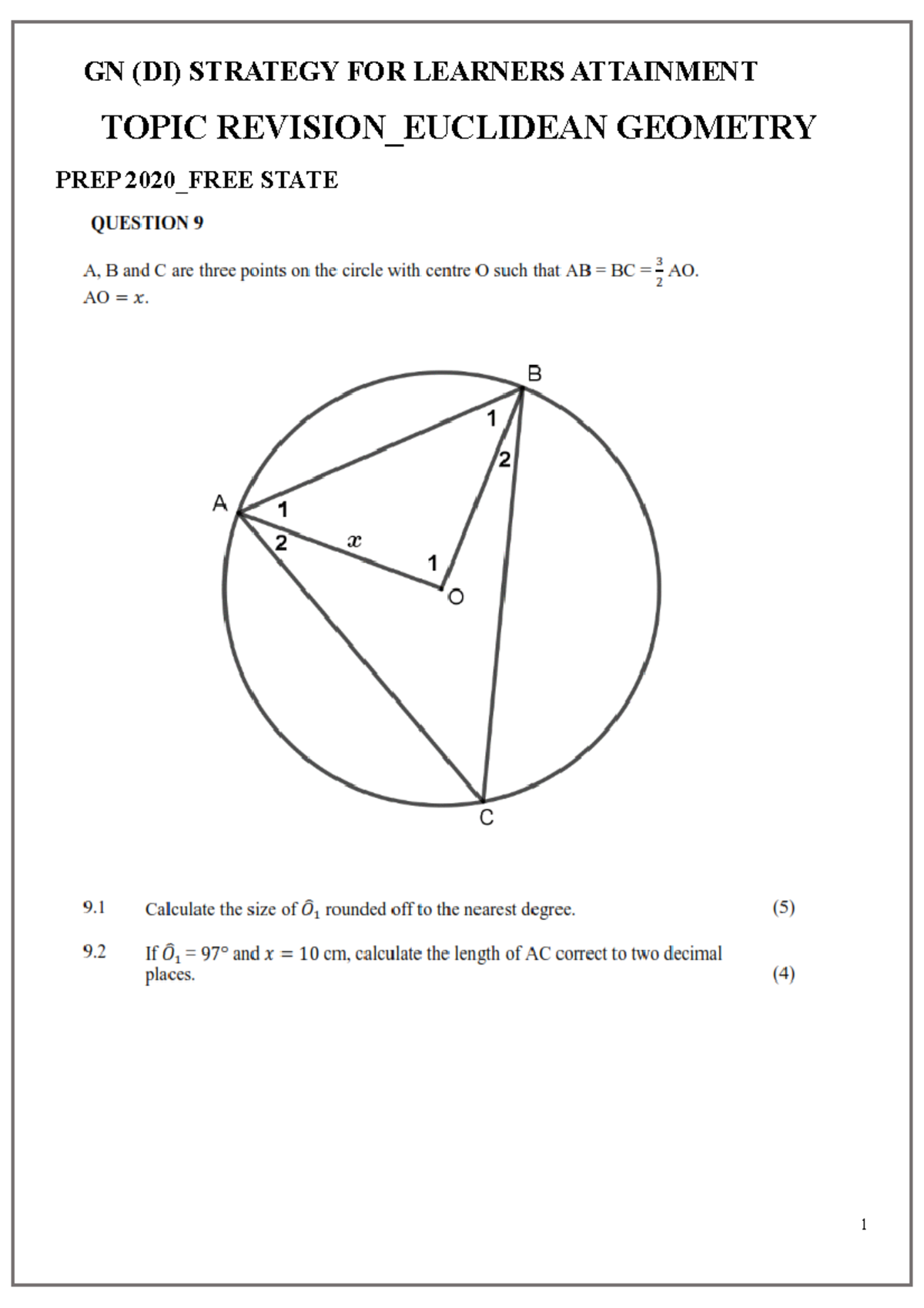 Topic Revision Ecludian Geometry Mse21 Studocu