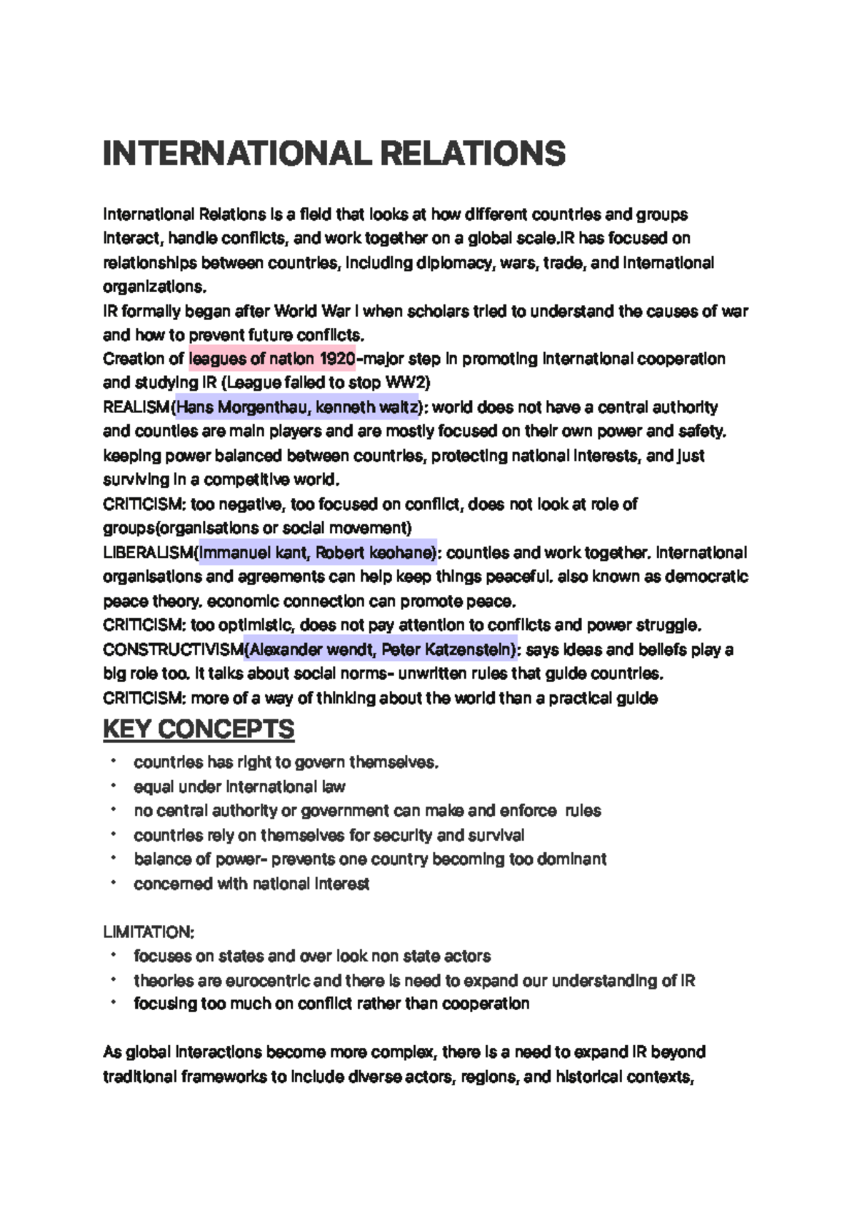 International Relations - INTERNATIONAL RELATIONS International ...