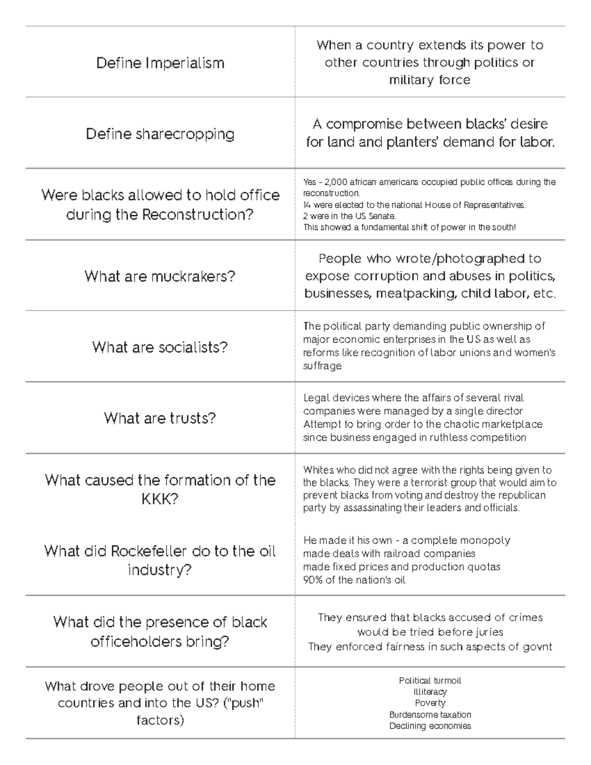 Exam F.C - Flash Cards For Exams - Define Imperialism When A Country ...