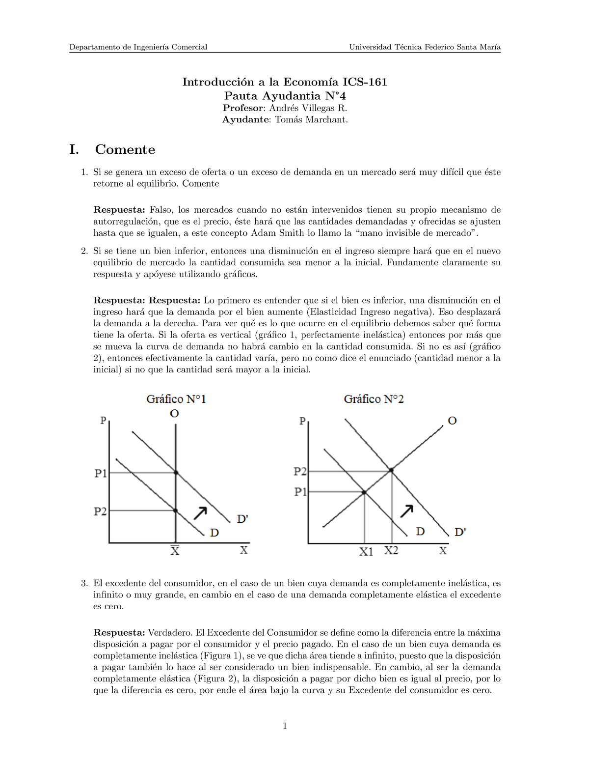 Pauta Ayudantia Ics Introducci On A La Econom A Ics Pauta