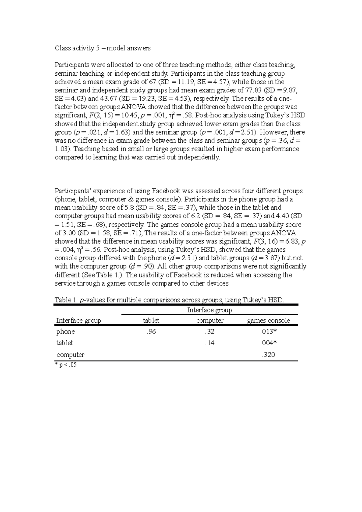 Class activity 5 – model answers : Using Data To Address Research ...