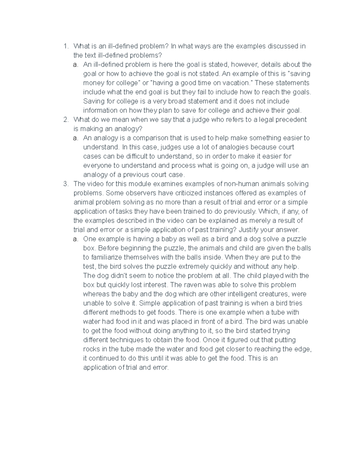 Chapter 13 discussion Cognitive Psych - 1. What is an ill-defined ...