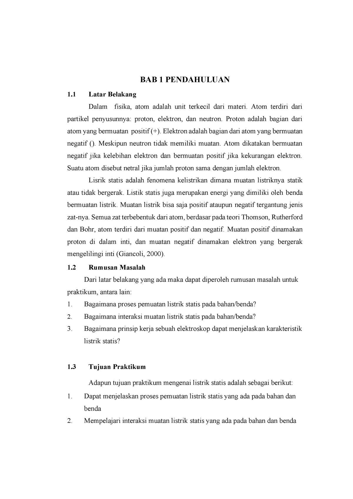 Pembahasan Fisika Dasar Bab 1 - BAB 1 PENDAHULUAN 1 Latar Belakang ...