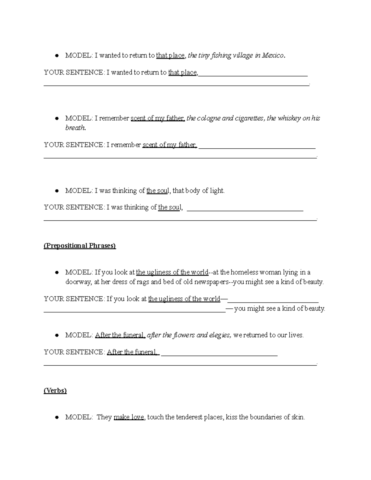 Expansion Exercise Format and description MODEL I wanted to return