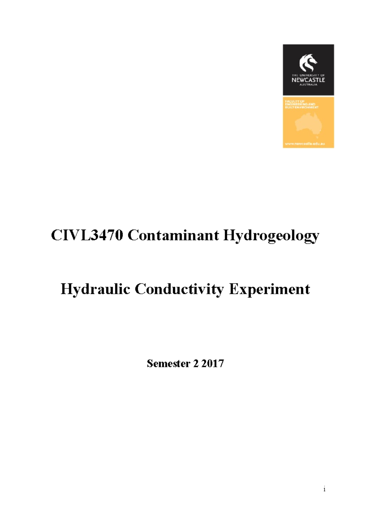 Hydraulic Conductivity Lab CIVL3470 Contaminant Hydrogeology