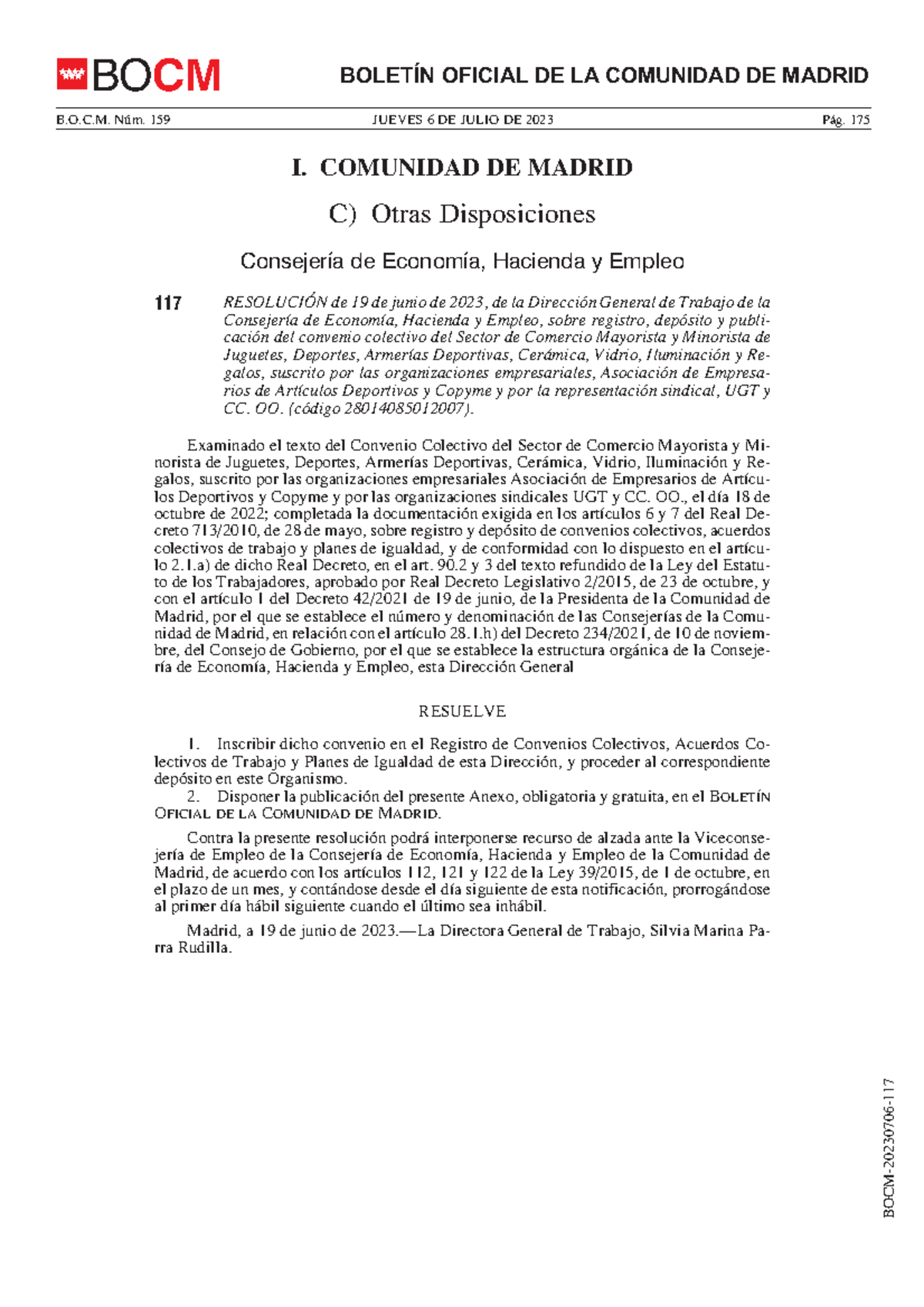 A - Ley - B.O.C. Núm. 159 JUEVES 6 DE JULIO DE 2023 Pág. 175 BOCM I ...