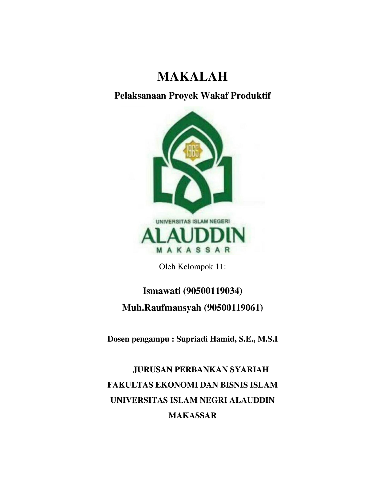 Wakaf Dan Zakat Tugas Akhir - MAKALAH Pelaksanaan Proyek Wakaf ...