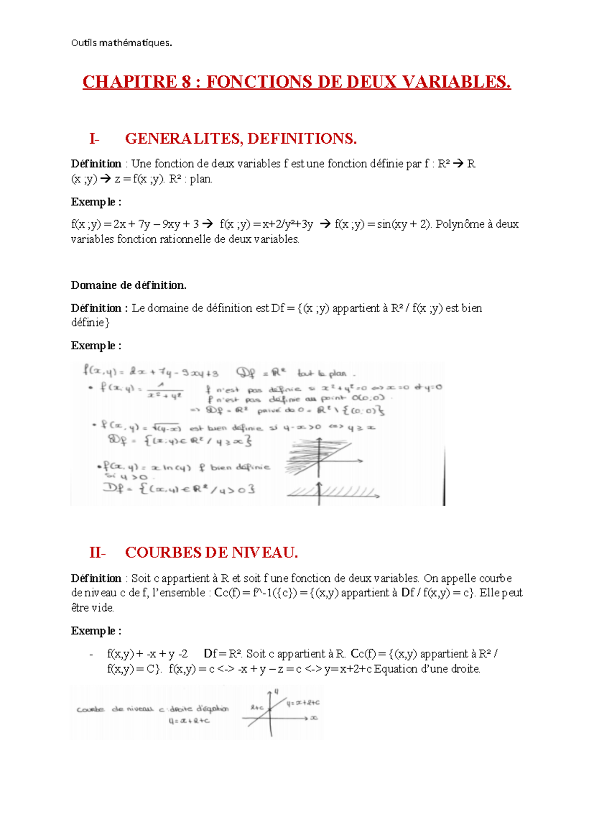 Outils mathématiques 8. Fonctions de deux variables CHAPITRE 8 — free download