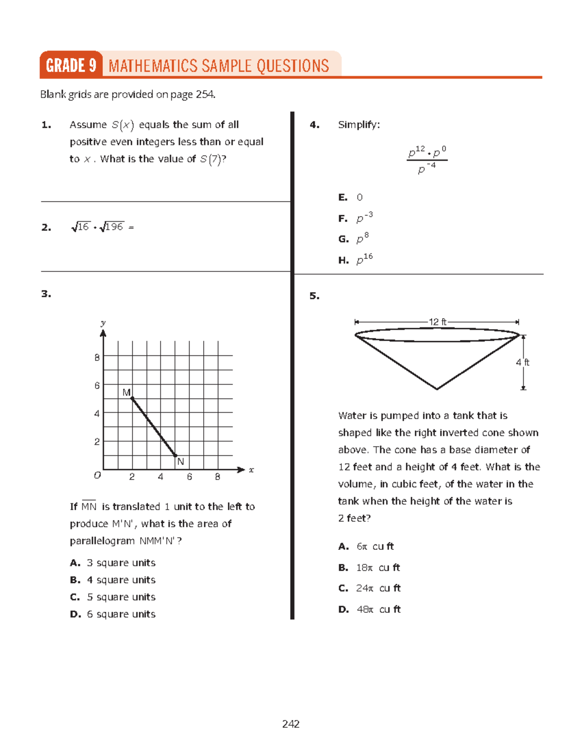 2022 shsat mathematics sample questions and explanations - GRADE 9 ...