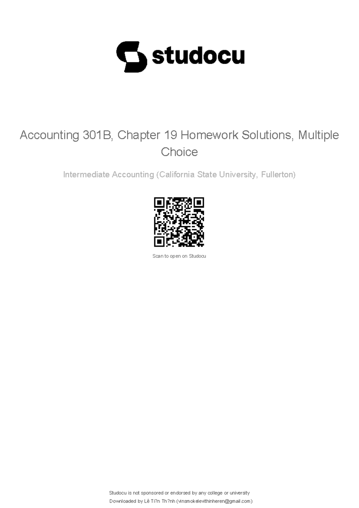 Accounting 301b chapter 19 homework solutions multiple choice ...