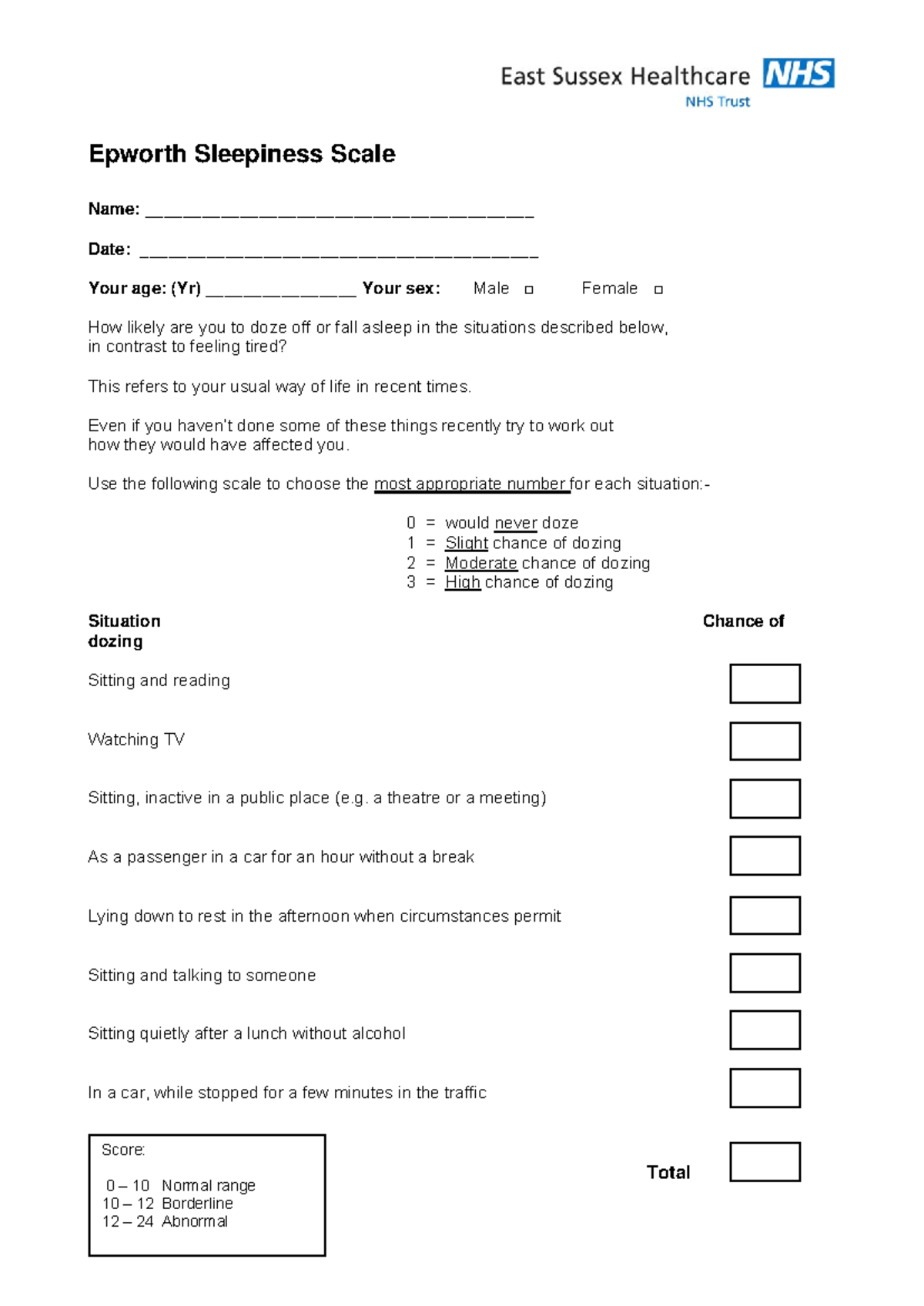 Epworth-Sleepiness-Scale - Epworth Sleepiness Scale Name