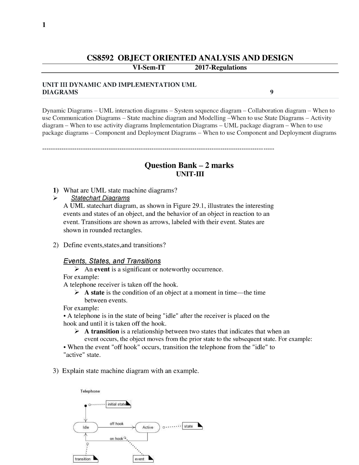 CS8592 OOAD UNIT III - Two Mark Questions And Answers - CS8592 OBJECT ...