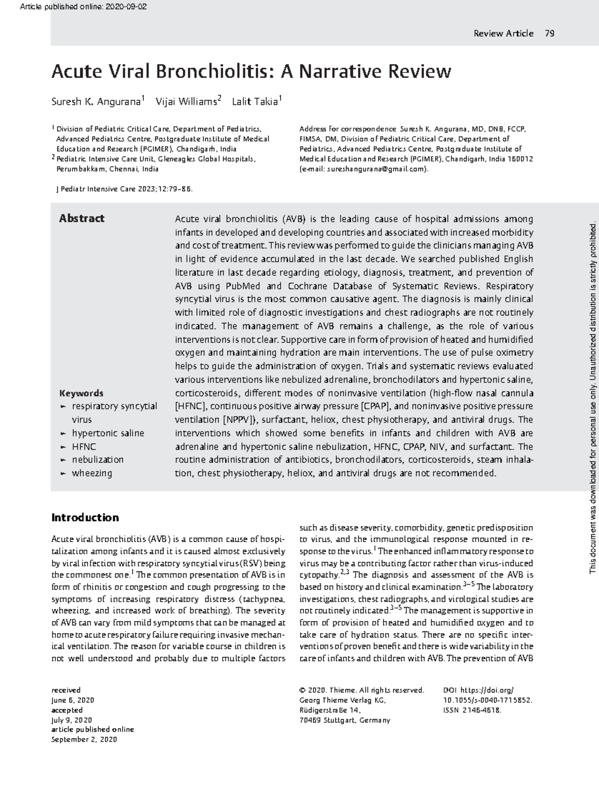 Broncjiolitis - articulo bronquiolitis - Acute Viral Bronchiolitis: A ...