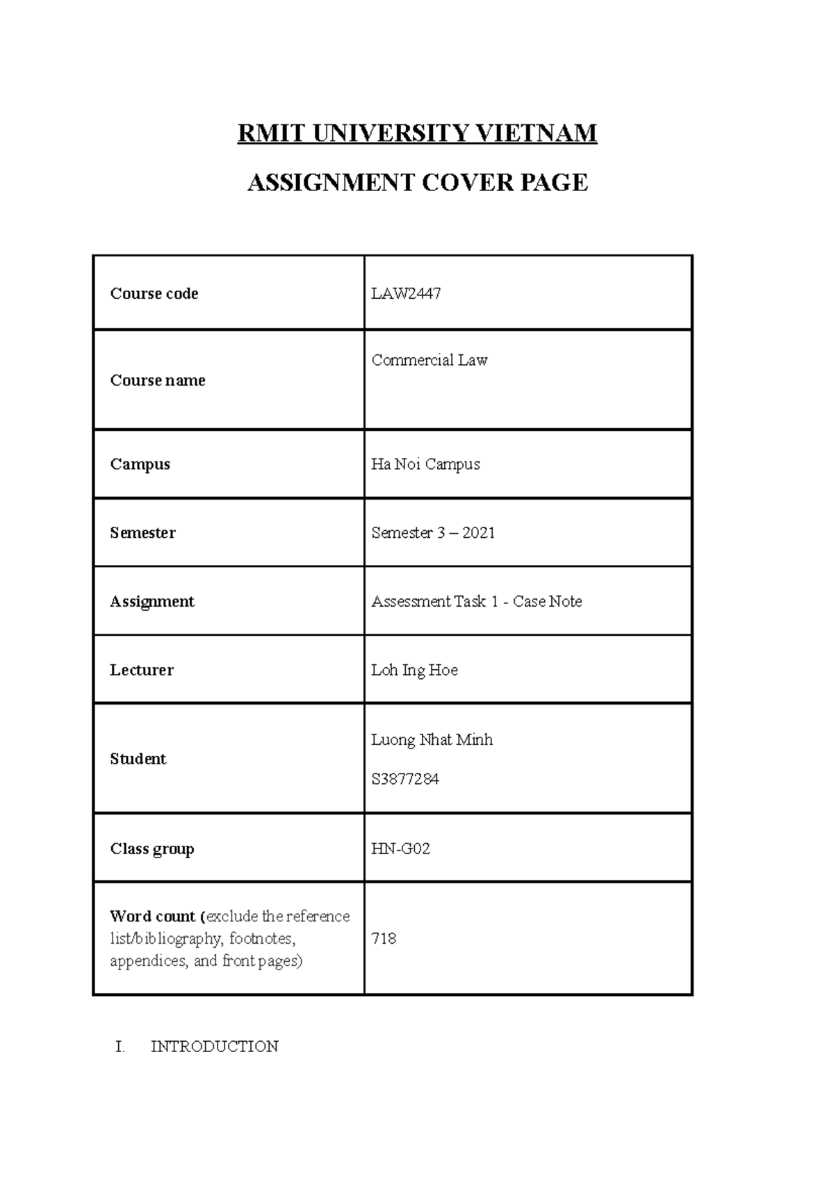 LAW2447- Asg 1- Luong Nhat Minh - RMIT UNIVERSITY VIETNAM ASSIGNMENT ...