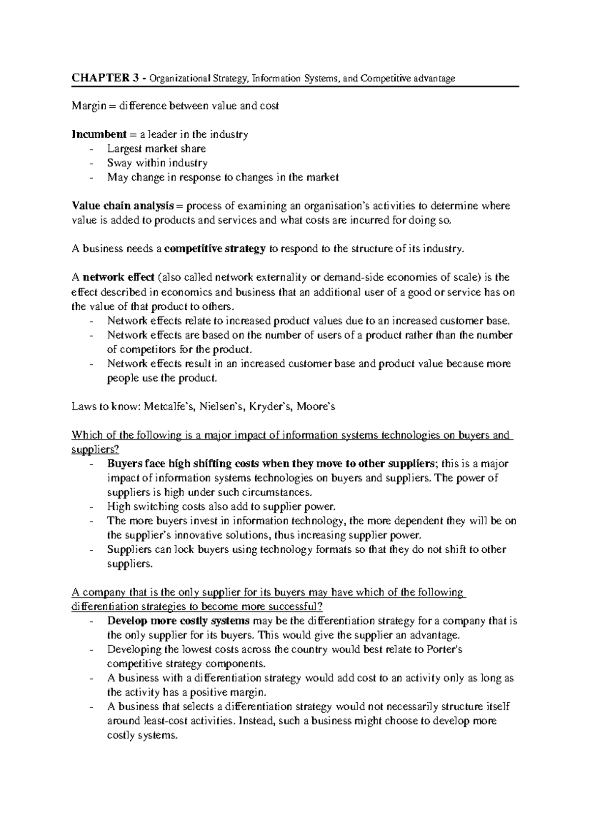 Chapter 3 - DSM - CHAPTER 3 - Organizational Strategy, Information ...