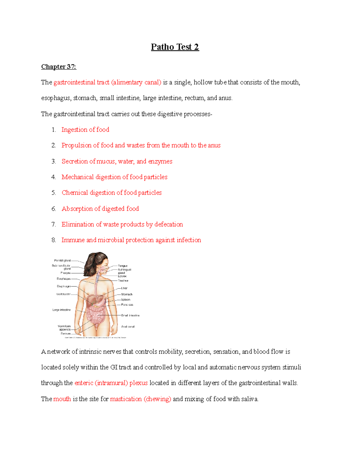 Patho Test 2 - lecture notes - Patho Test 2 Chapter 37: The ...