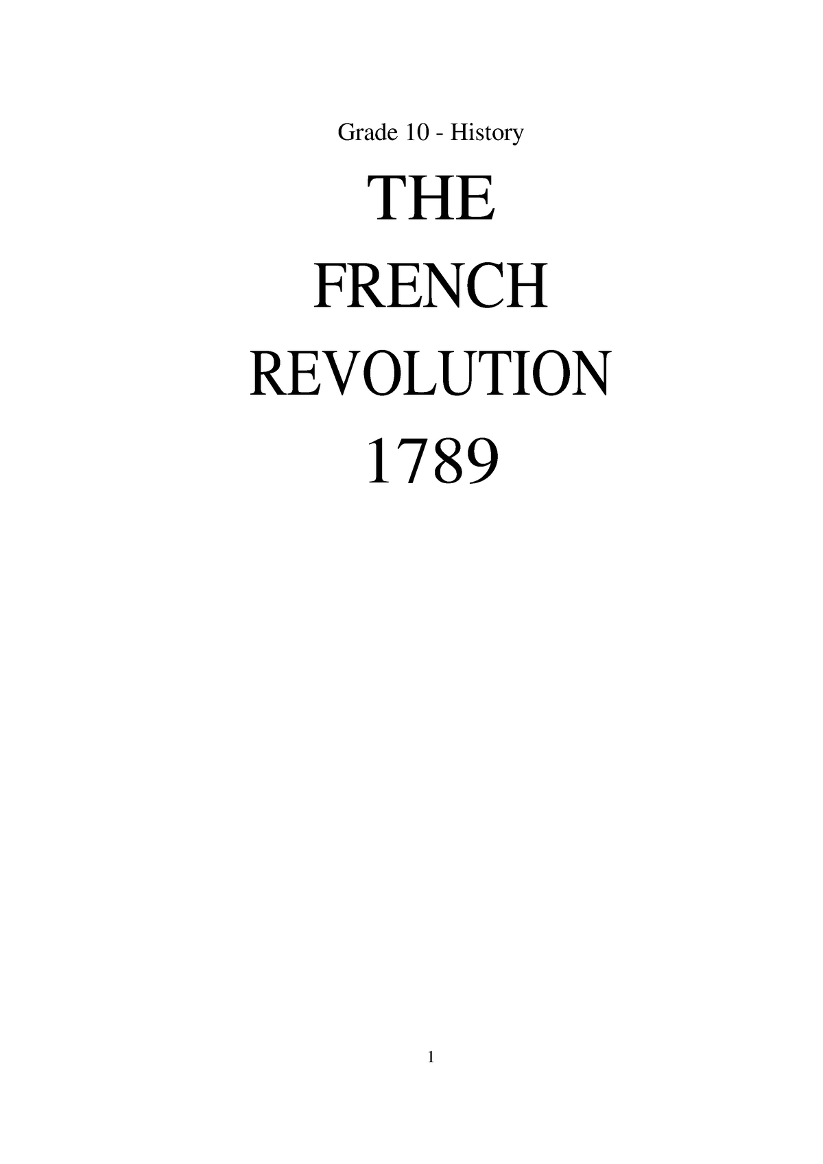french revolution essay grade 10