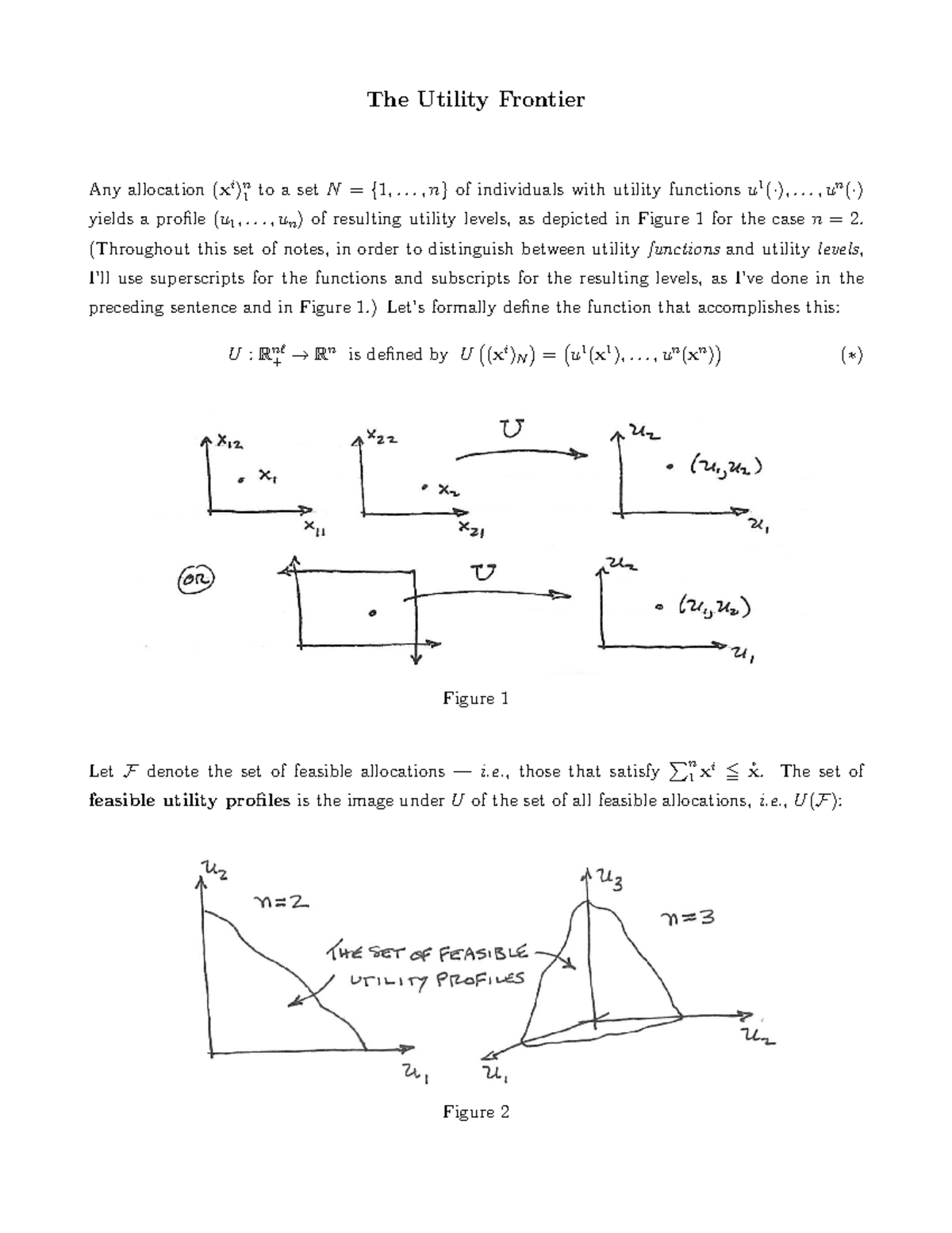 Lecture notes, lecture 36 Utility frontier The Utility Frontier Any
