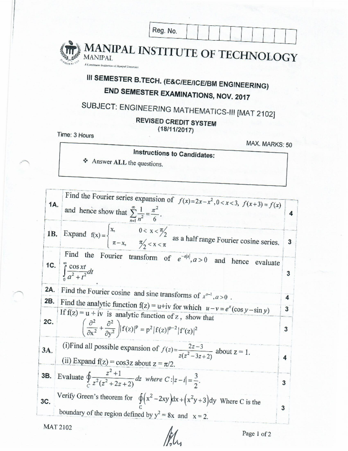 Engineering Mathematics III (MAT 2102) RCS - Electrical And Electronics ...