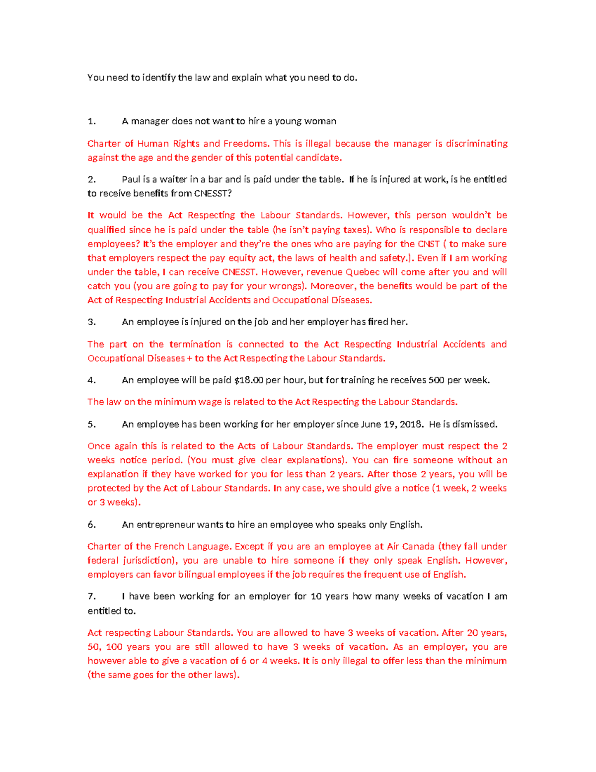 Class 2 - exercice on laws - You need to identify the law and explain ...