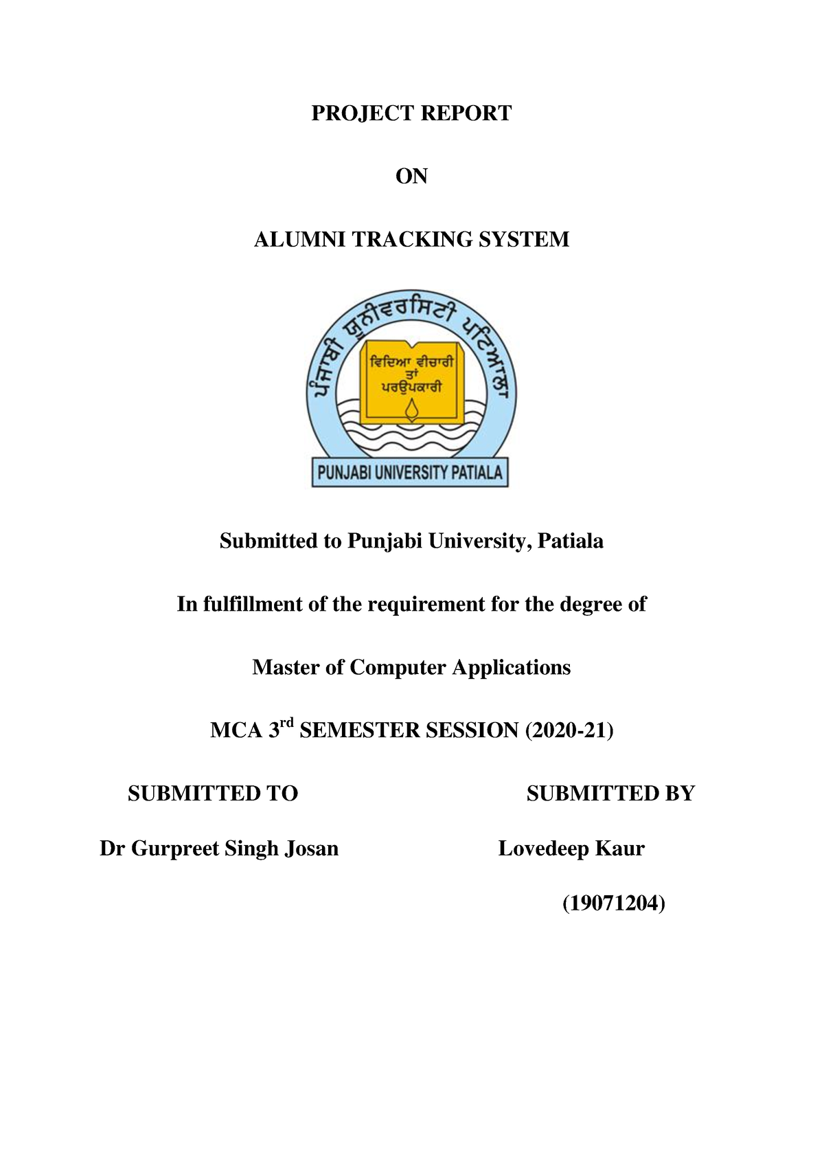 19071204 - report file - PROJECT REPORT ON ALUMNI TRACKING SYSTEM ...