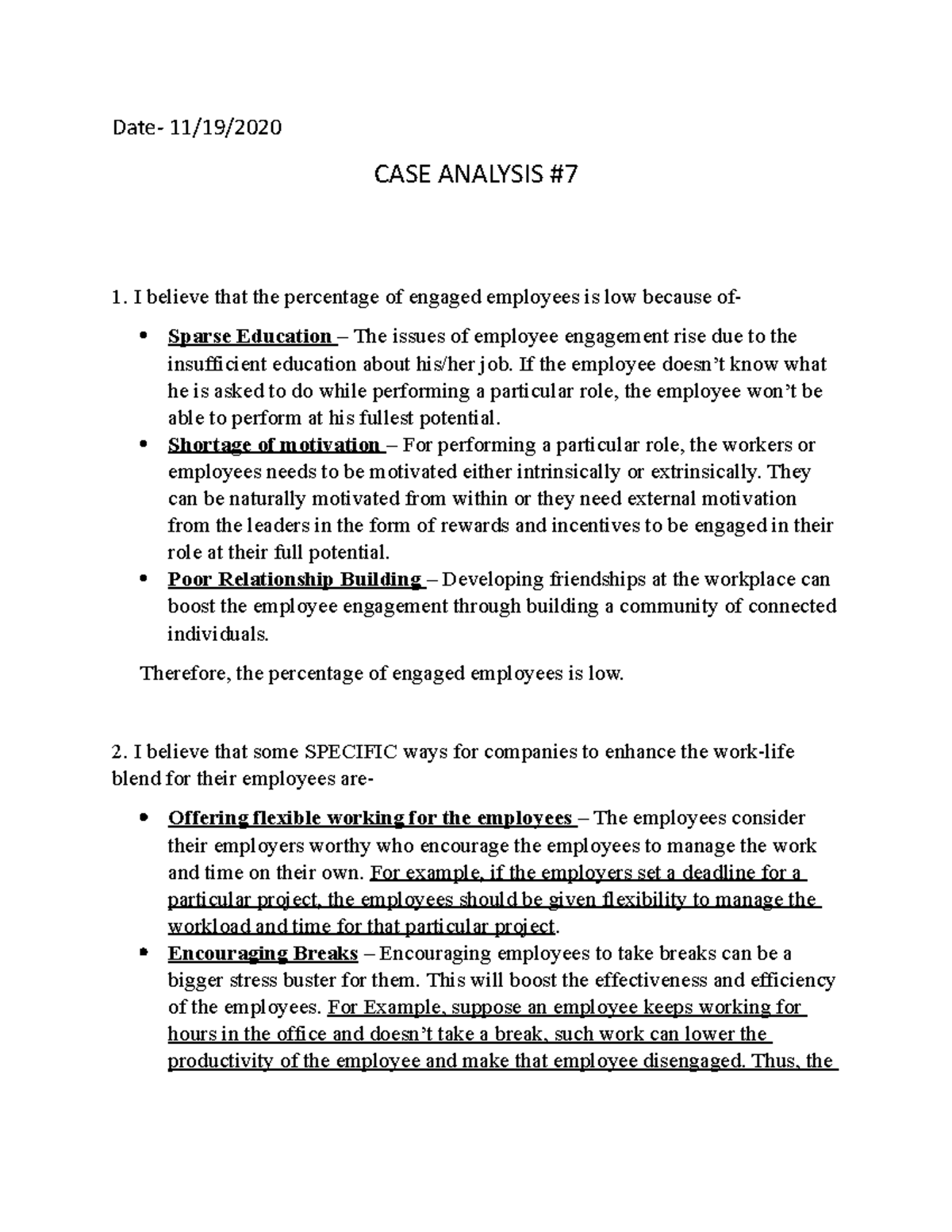 case analysis preventing job withdrawal assignment