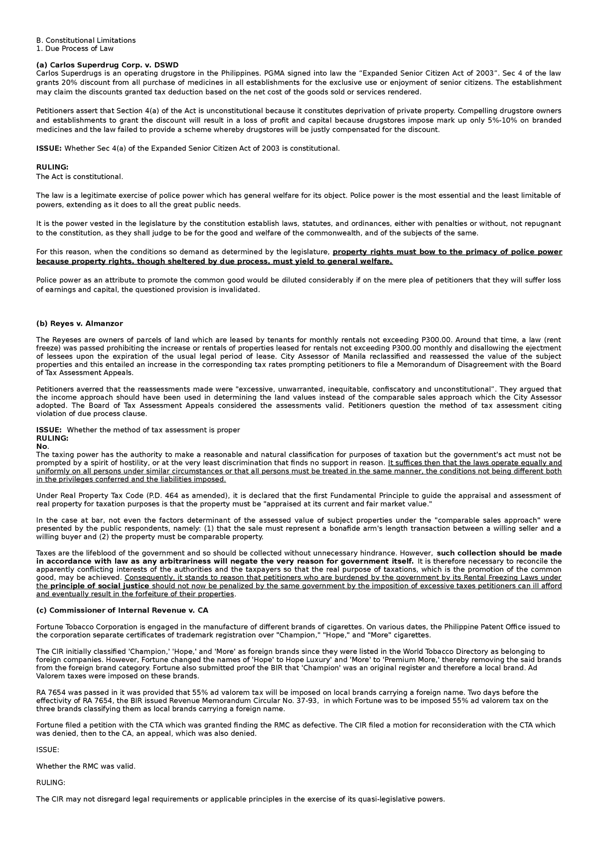 SET 1 FOR Recit USE - B. Constitutional Limitations Due Process Of Law ...