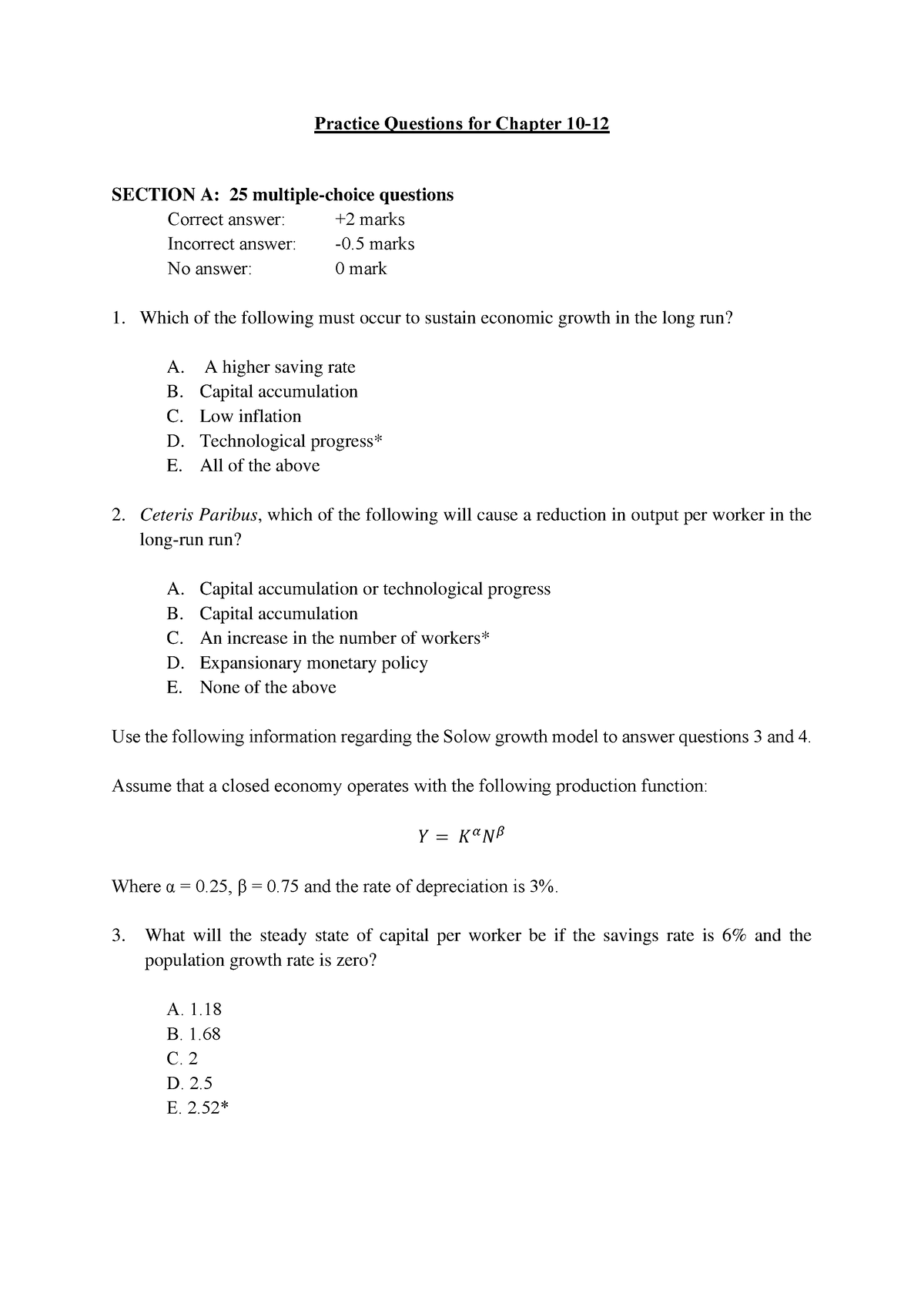 Practice Questions For Chapter 10-12 Solutions - Practice Questions For ...