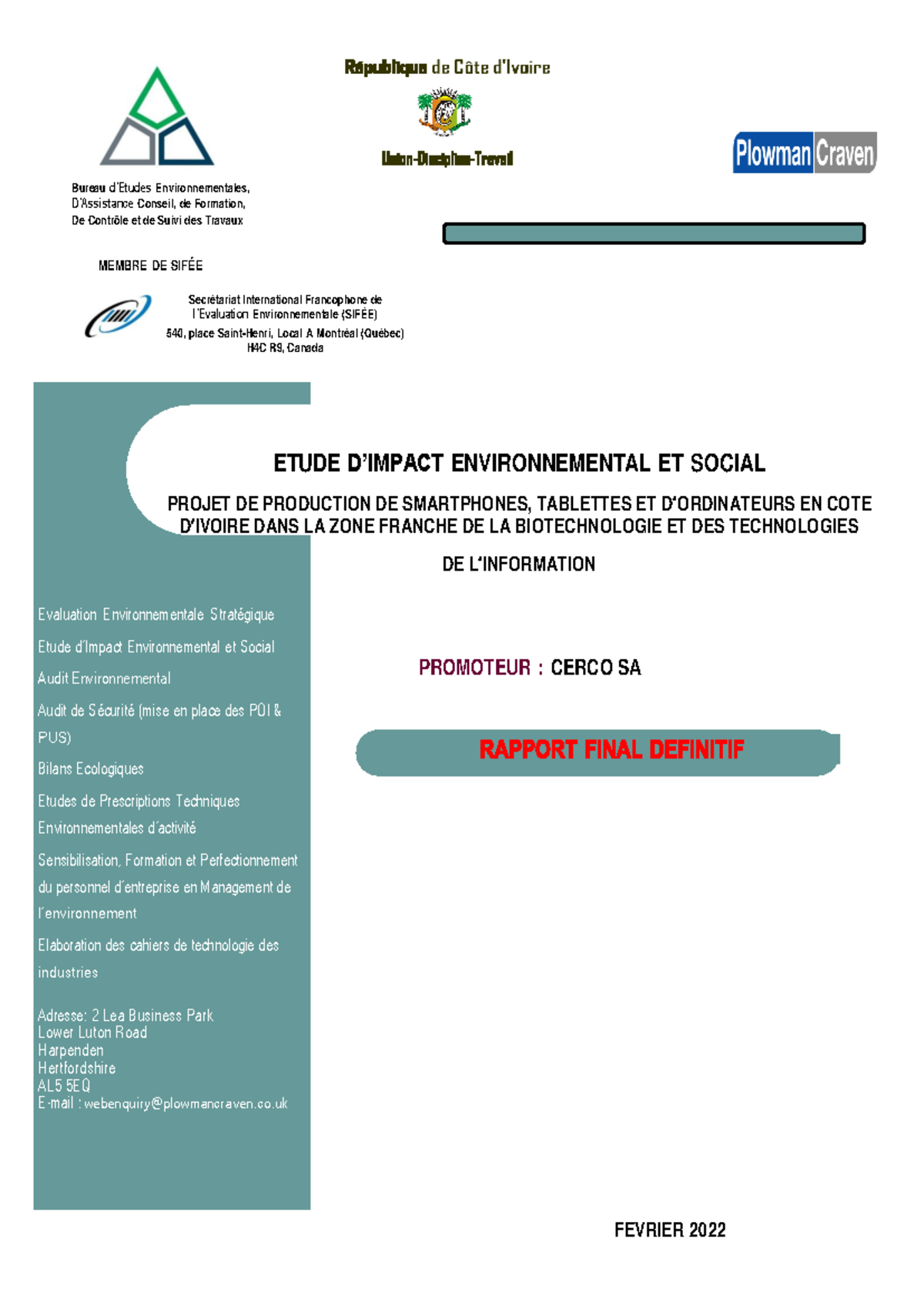 EIES CercoVF EIES 23 Bureau d’Etudes Environnementales, D