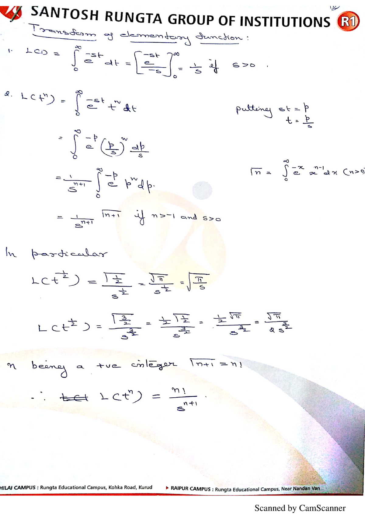 Laplace Transform - B.Tech Civil - Studocu