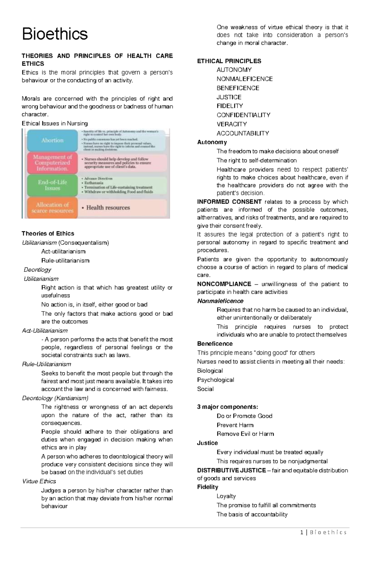 Bioethics transes - .................... - Bioethics THEORIES AND ...