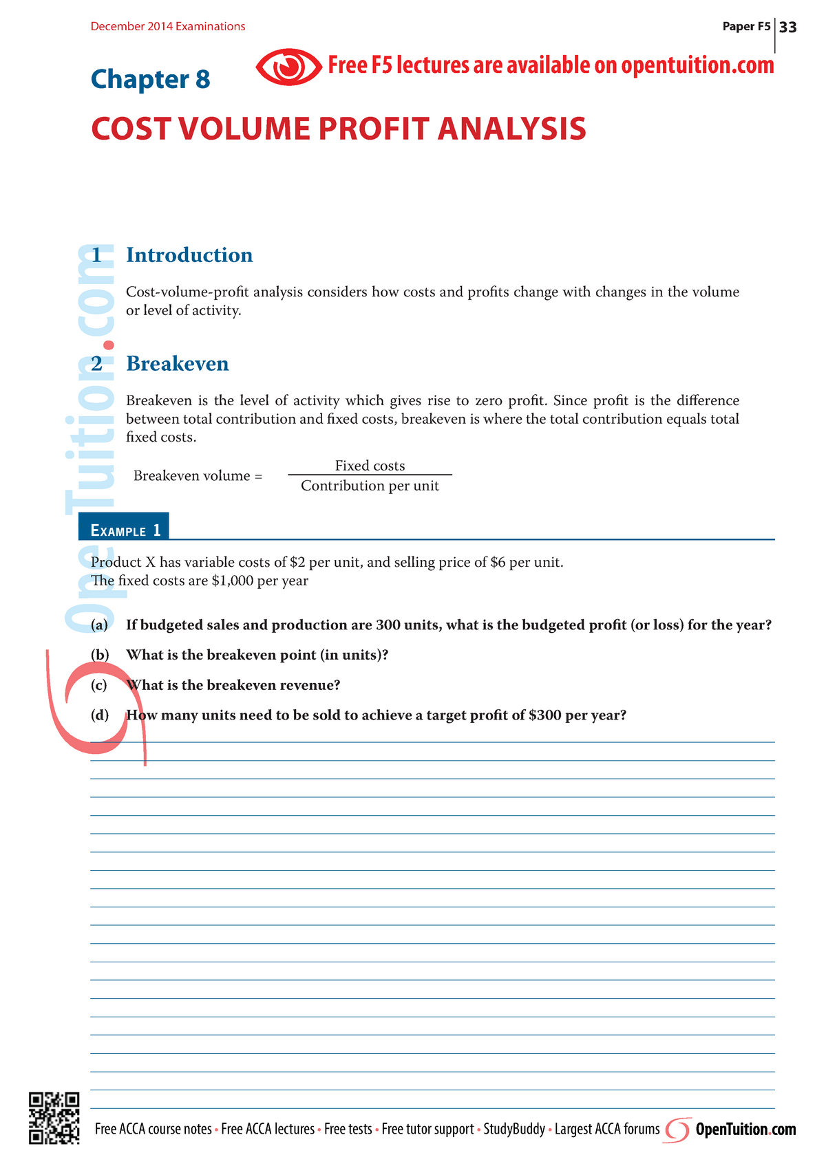 Sample/practice Exam, Questions And Answers - Chapter 8 COST VOLUME ...