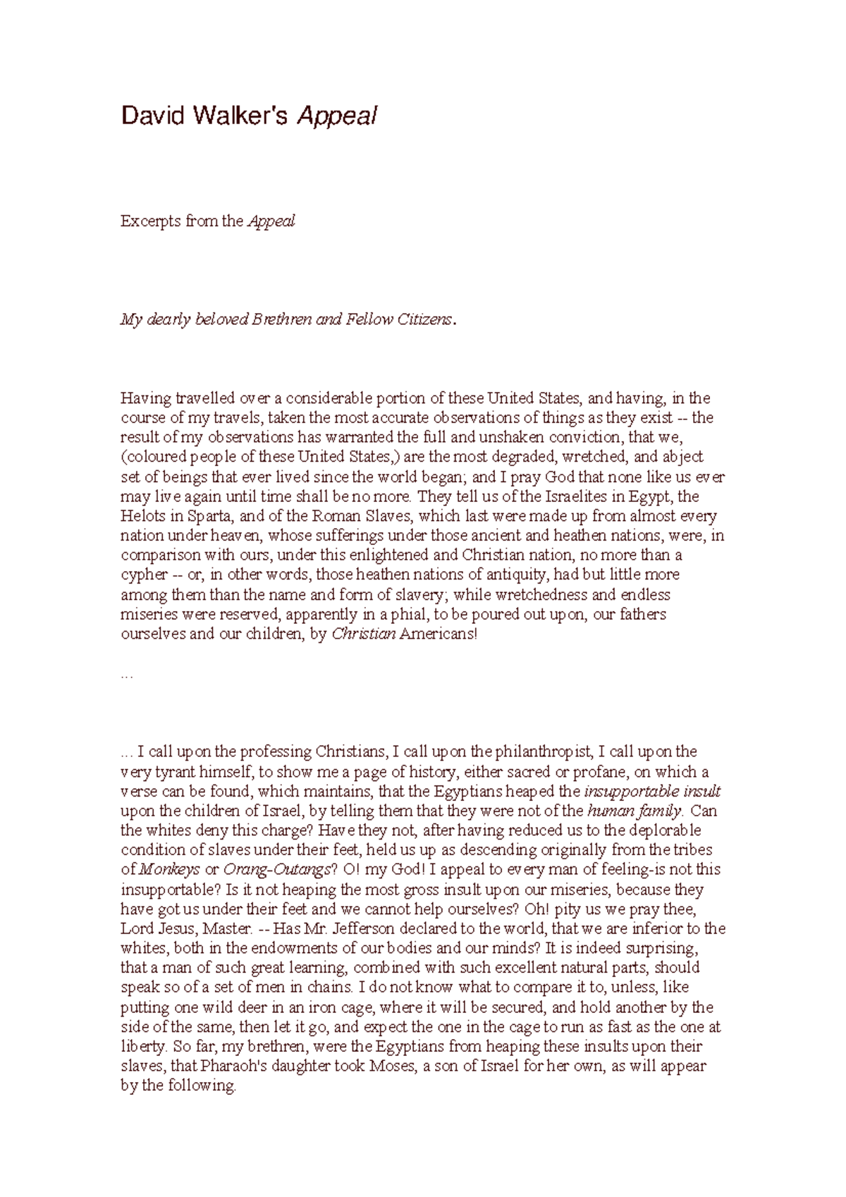 David Walker Apuntes Ernesto David Walker's Appeal Excerpts from