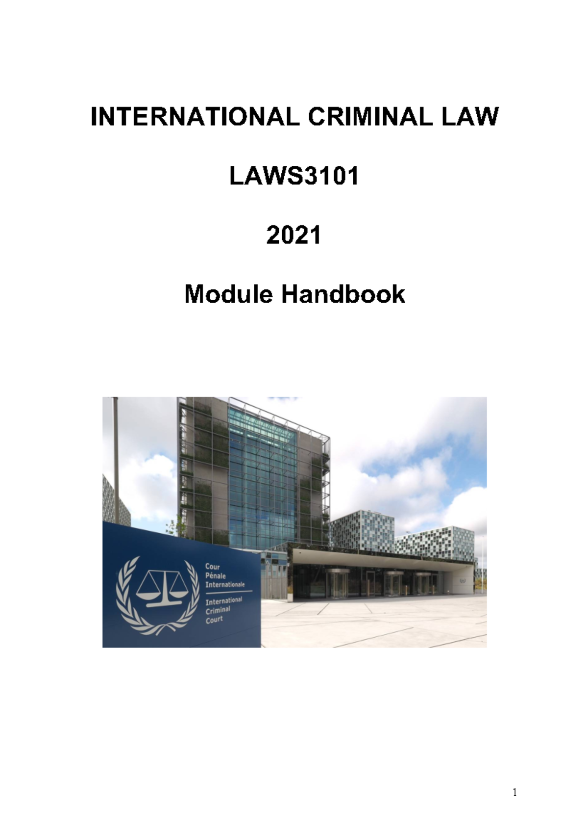 Handbook 2021 - INTERNATIONAL CRIMINAL LAW LAWS 2021 Module Handbook ...