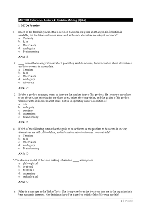 2b. MGT101 Week 3 Tutorial 2 QA - MGT101 Tutorial 2 - Lecture 2 ...