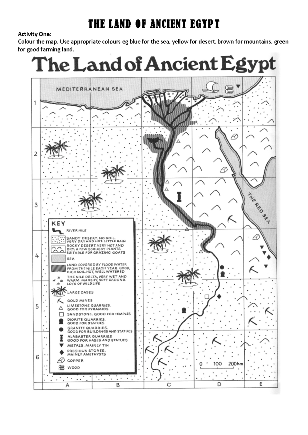 3a. Map and Nile Activity Worksheet - THE LAND OF ANCIENT EGYPT ...