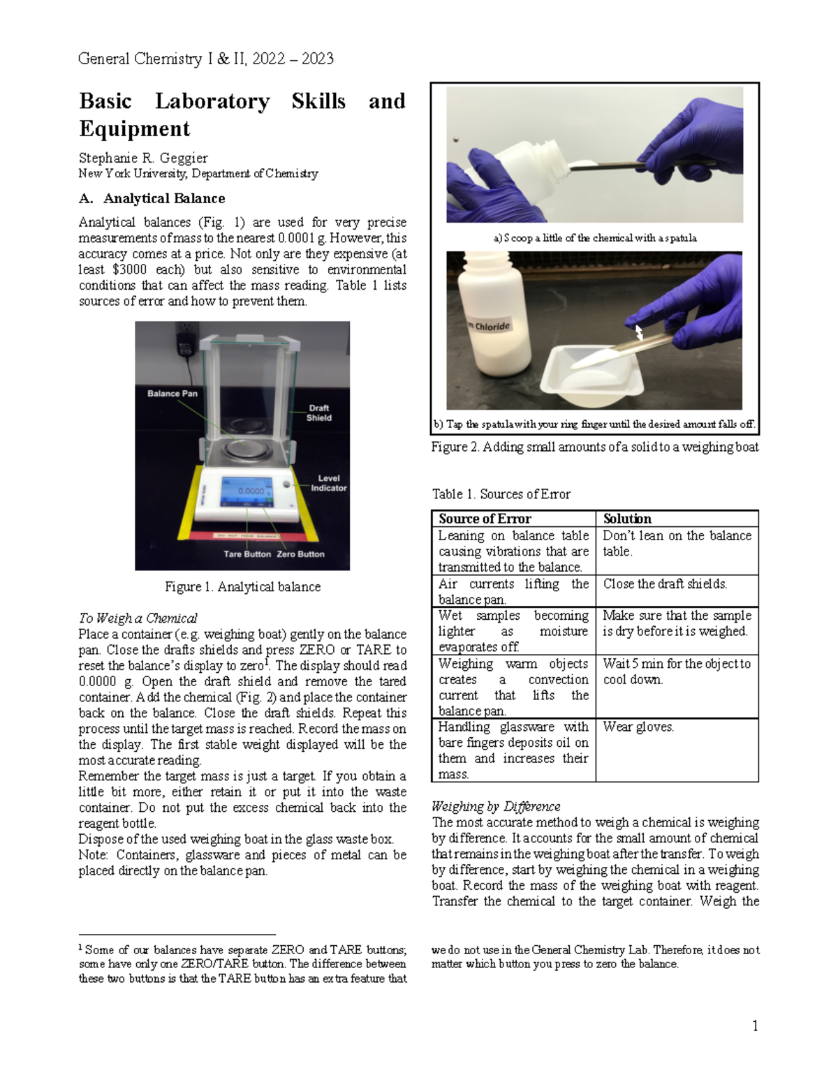Basic Laboratory Skills and Equipment 2223 Basic Laboratory Skills