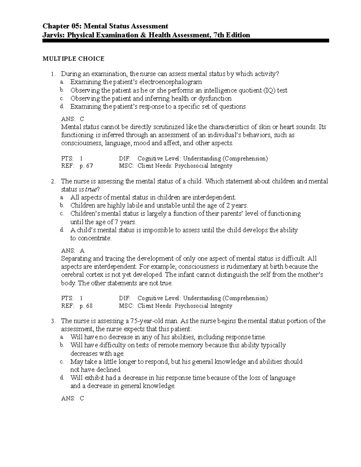 Ch05 - Questions related to chapter 5 of the textbook, Physical