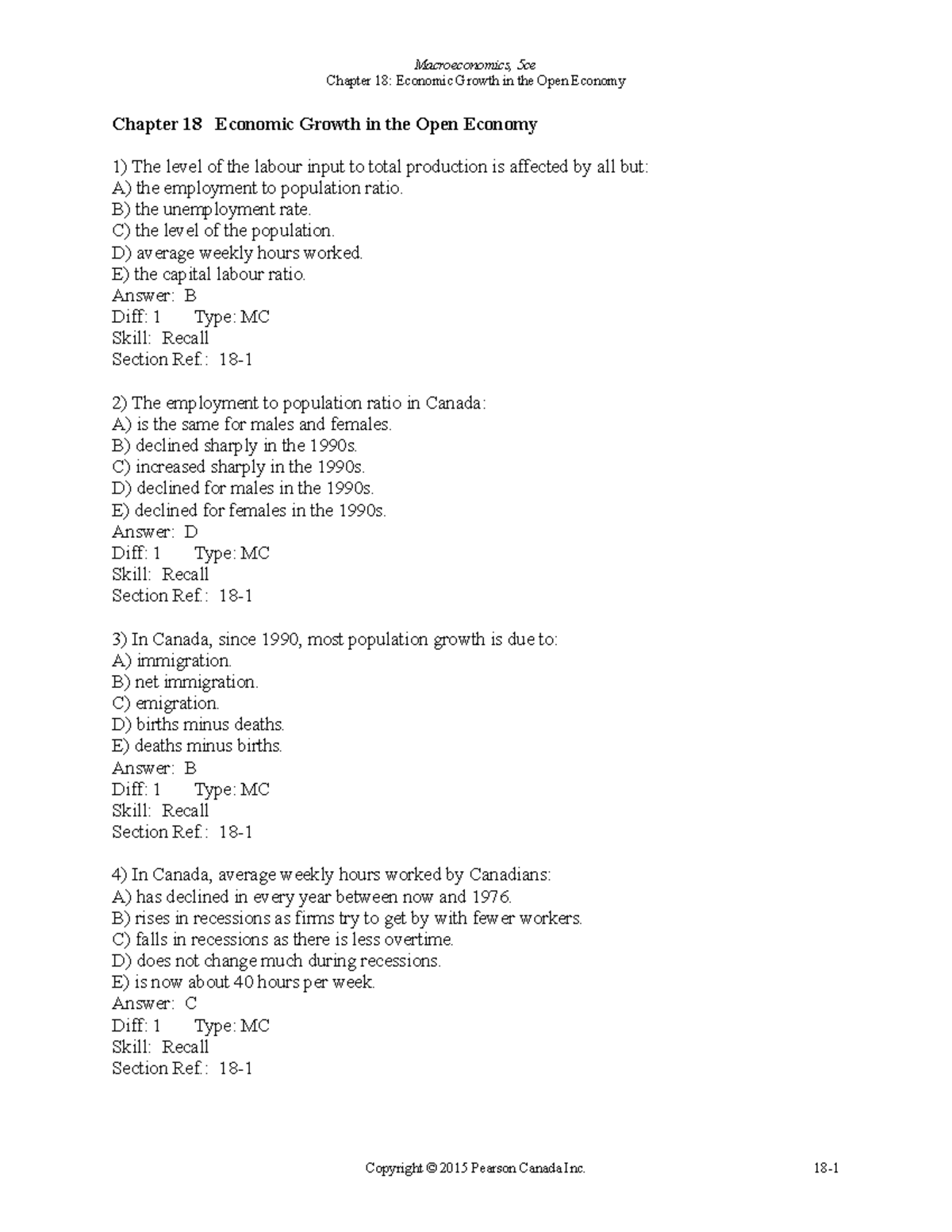 Blanchard Ch18 Tif - Ch18 Test Bank - Chapter 18: Economic Growth In ...