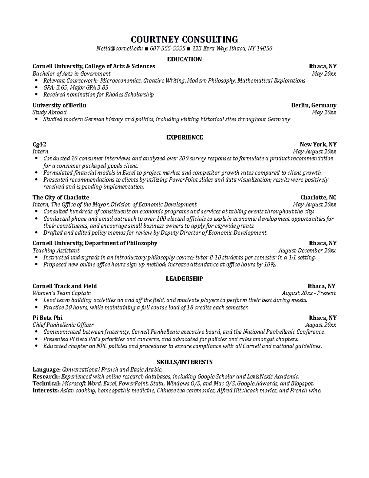 Resume Sample Consulting COURTNEY - Thumb 1200 1553 